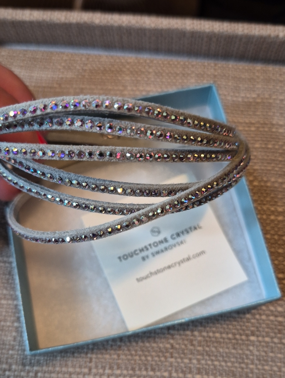 Touchstone Crystal Iridescent Gray Wrap Bracelet